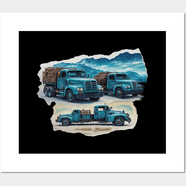 Truck Vintage Since Established Road Trucking Agriculture Wall Art by Flowering Away